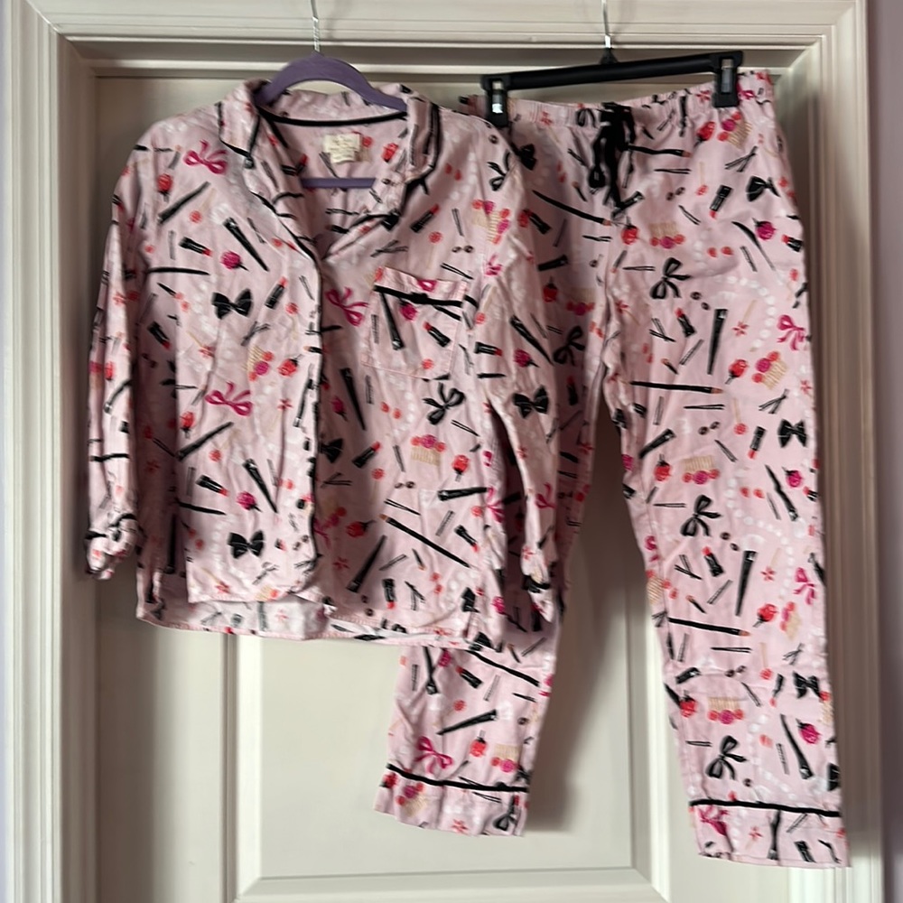 NEW Kate Spade Make Up Flannel PJ Set - Size Large